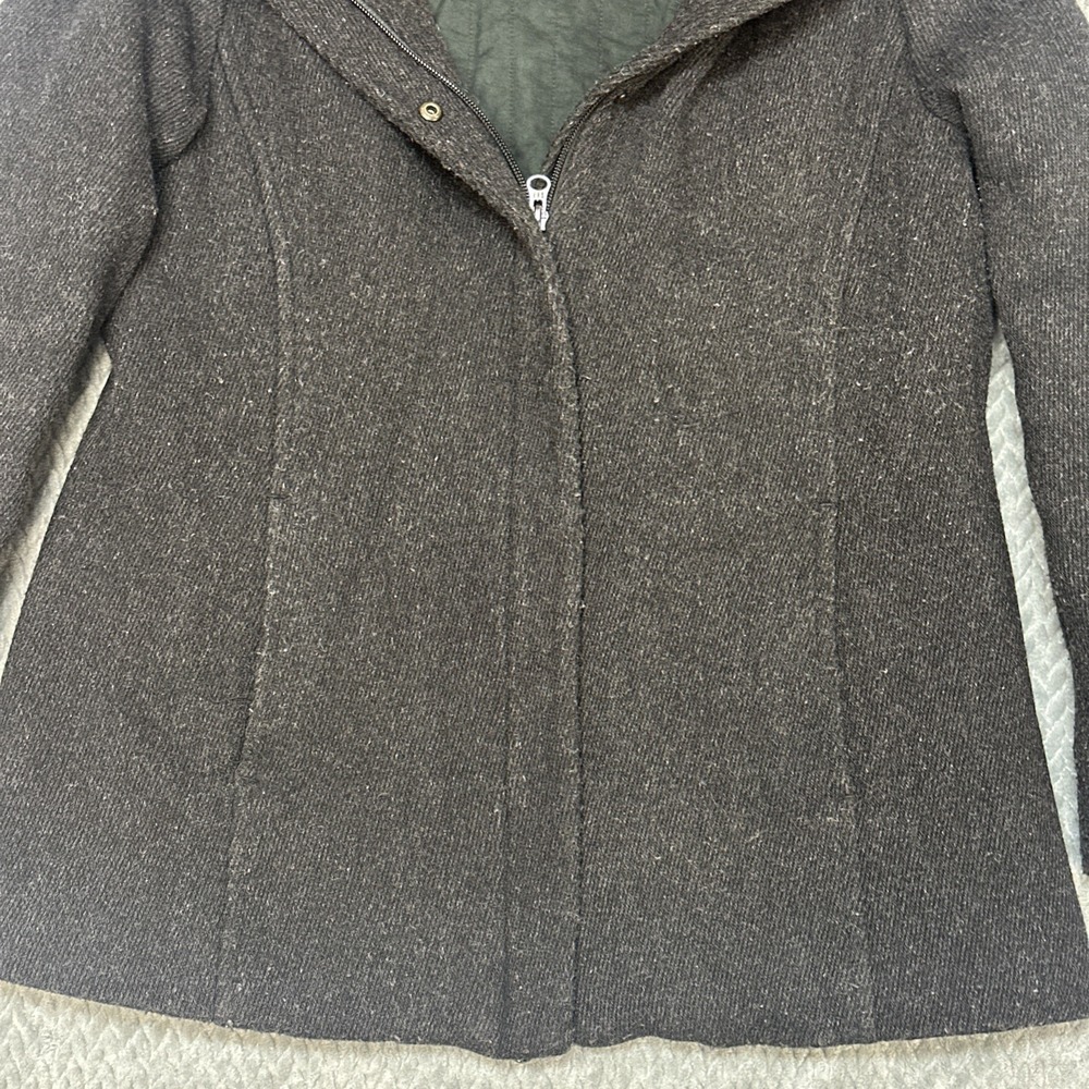 GAP Wool Coat Women's Medium Quilted Lining Hooded Full Zip Jacket - Picture 5 of 11